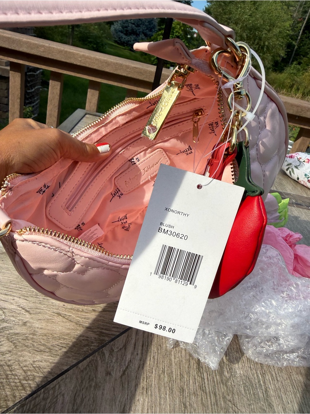 NWT Betsey Johnson Quilted Heart Hobo Shoulder Bag Spicy - Picture 8 of 9